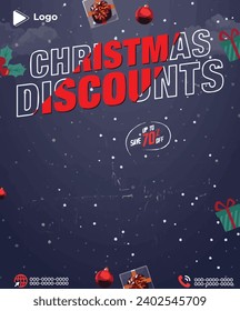 Merry christmas social media banner or instagram post template | Realistic christmas season celebration with instagram stories instagram and facebook story template | Merry christmas theme banner