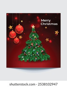 Merry Christmas Social Media Poster Design, Great for Christmas Eve Celebrations for banner, 