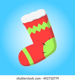 Merry christmas sock simple color flat icon