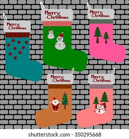 Merry Christmas and sock vector