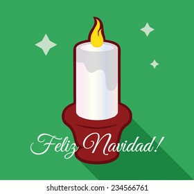 Merry Christmas in Spanish Candle Vector