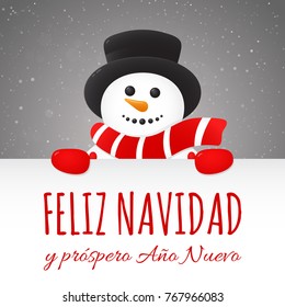 Merry Christmas in Spanish (Feliz Navidad) - concept of card with decoration. Vector.