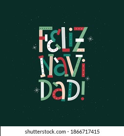 Merry Christmas in Spanish fun lettering card