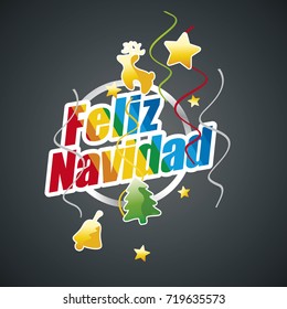 Merry Christmas (Spanish language - Feliz Navidad) colorful black