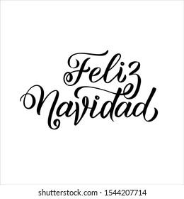 Merry Christmas Spanish Lettering. Feliz Navidad text on vintage greeting card design template with typography on white grunge paper texture. Retro letterpress poster Merry Christmas. Festive vector