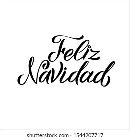 Merry Christmas Spanish Lettering. Feliz Navidad text on vintage greeting card design template with typography on white grunge paper texture. Retro letterpress poster Merry Christmas. Festive vector