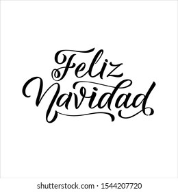 Merry Christmas Spanish Lettering. Feliz Navidad text on vintage greeting card design template with typography on white grunge paper texture. Retro letterpress poster Merry Christmas. Festive vector