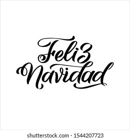 Merry Christmas Spanish Lettering. Feliz Navidad text on vintage greeting card design template with typography on white grunge paper texture. Retro letterpress poster Merry Christmas. Festive vector