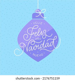 Merry Christmas in Spanish simple calligraphy design for invitation and greeting card. Cute soft color typography