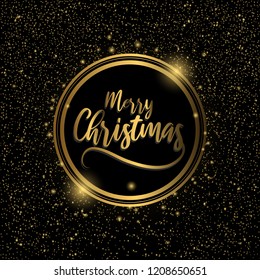 Merry Christmas sparklers in shape of Christmas wreath on black background. Object, Symbol and elements, vector illustration