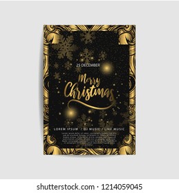 Merry Christmas sparklers in shape of Christmas wreath on black background. Object, Symbol and elements, vector illustration
