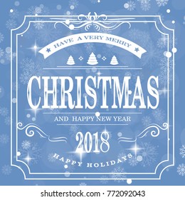 Merry Christmas sparkling design of the label. A happy new year. Vector illustration.