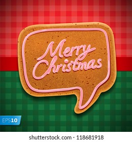 "Merry Christmas" speech bubble gingerbread, vector Eps10 illustration.