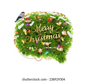 Merry Christmas Speech Bubble, Isolated On White Background. EPS 10 vector file included