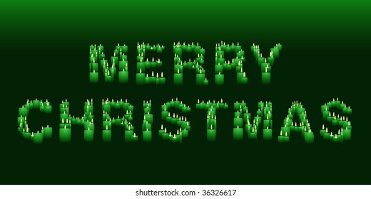 "Merry Christmas" spelled with letters made of vector candles