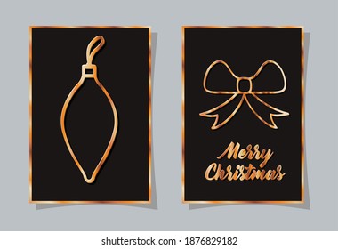 merry christmas sphere and bow design, winter season and decoration theme Vector illustration