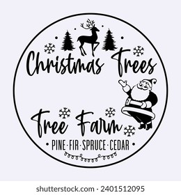 Merry Christmas Split Family Monogram round sign Illustration