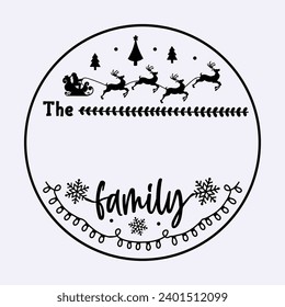 Merry Christmas Split Family Monogram round sign Illustration