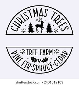 Merry Christmas Split Family Monogram round sign Illustration