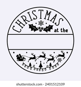 Frohe weihnachtliche Split Familie Monogram Rundzeichen Illustration