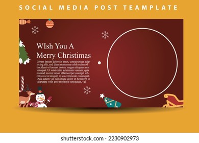 Merry Christmas square banner template design collections. Modern banner with place for the photo. Usable for social media post, greeting card, banner, and web