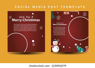 Merry Christmas square banner template design collections. Modern banner with place for the photo. Usable for social media post, greeting card, banner, and web