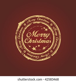 Merry Christmas stamp on claret