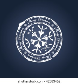 Merry Christmas stamp with snowflake