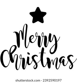 merry christmas star black vector graphic design and cut file