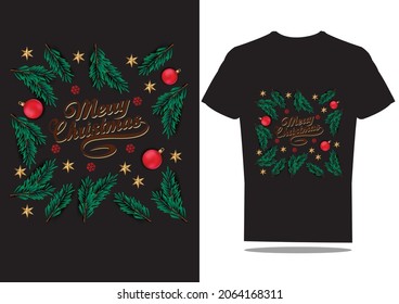 Merry Christmas with star and loon t-shirt design. 