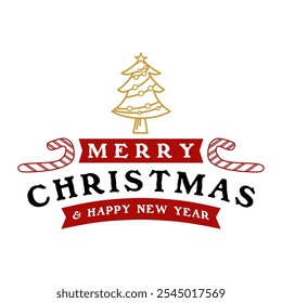 Feliz Navidad Impresionante tipografía con icono de pino