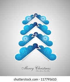 merry christmas stylish tree colorful blue Vector design