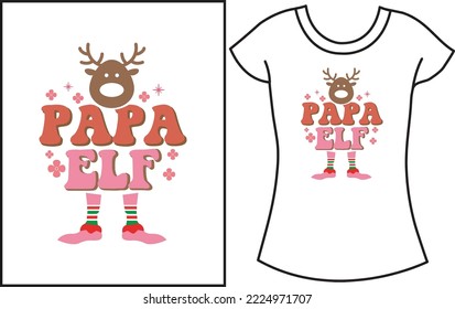 Merry Christmas SVG retro Vintage design. Groovy Christmas T-shirt design gift for the family. papa shirt