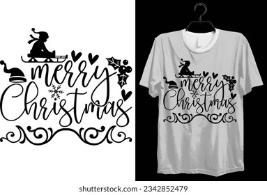 Merry Christmas Svg T-shirt Design. Funny Gift Merry Christmas T-shirt Design For Christmas Lovers. Typography, Custom, Vector, And Vintage T-shirt design.