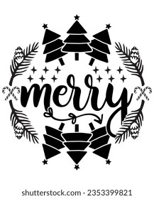 Merry Christmas Svg T-shirt Design. Typography, Custom, Vector, Christmas swag, Merry Christmas, Winter, Xmas, Holiday and Santa svg, Commercial Use, Cut Files Cricut, Silhouette, eps, dxf, png