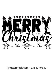 Merry Christmas Svg T-shirt Design. Typography, Custom, Vector, Christmas swag, Merry Christmas, Winter, Xmas, Holiday and Santa svg, Commercial Use, Cut Files Cricut, Silhouette, eps, dxf, png