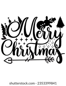 Merry Christmas Svg T-shirt Design. Typography, Custom, Vector, Christmas swag, Merry Christmas, Winter, Xmas, Holiday and Santa svg, Commercial Use, Cut Files Cricut, Silhouette, eps, dxf, png