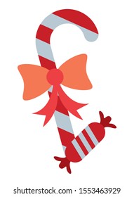merry christmas sweet cane with candy vector illustration design