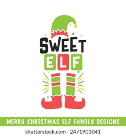Merry Christmas sweet elf design, Christmas ELF family designs