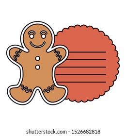 merry christmas sweet ginger cookie with circular lace vector illustration design