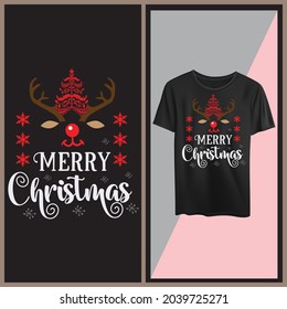 Merry Christmas T shirt design, Christmas quotes template.