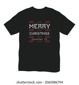 Merry christmas t shirt design with pixel style design