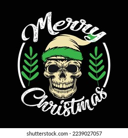 merry christmas t shirt design and skull