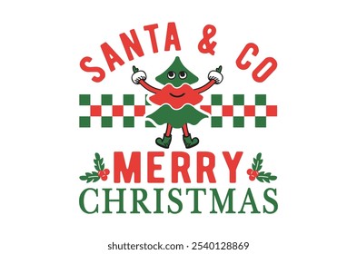 Merry christmas, Christmas, Christmas t shirt, Vintage Christmas Sign, Cut Files Cricut, Silhouette, Winter, tree, santa, quotes retro wavy typography sublimation