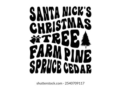 Merry christmas, Christmas, Christmas t shirt, Vintage Christmas Sign, Cut Files Cricut, Silhouette, Winter, tree, santa, quotes retro wavy typography sublimation