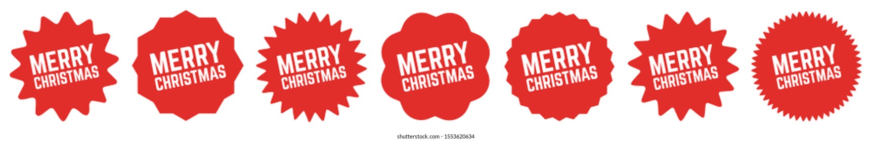 Merry Christmas Tag Red Label Sticker Icon Variations