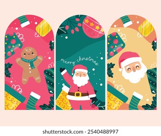 merry christmas tags santa claus label