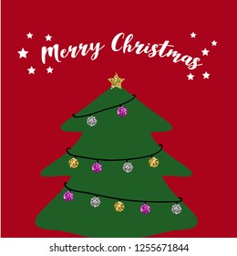 merry christmas tee glitter polka white star text winter tee illustration art vector 