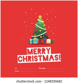 Merry Christmas To From Template Card With Tree Illustration
