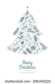 Merry Christmas template. Corporate Holiday cards and invitations. Floral frames and backgrounds design.